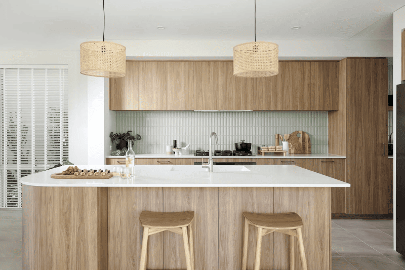 Phong cách bếp kiểu Nhật Japandi đề cao các đường nét tối giản 