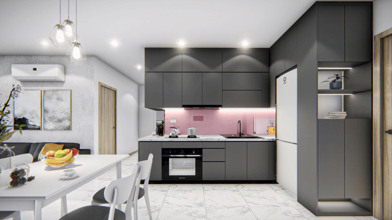 10- Chung cư Vinsmart thiết kế nội thất nhà bếp phong cách hiện đại cá tính