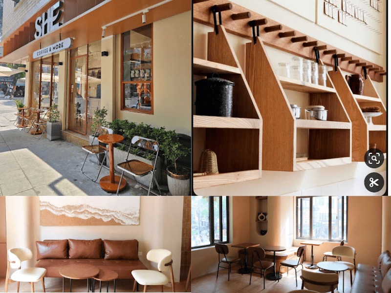 Cafe She 18 Cát Linh được thiết kế theo phong cách Minimalism