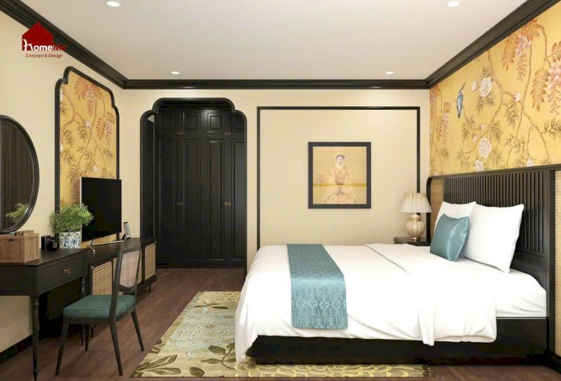 Thiết kế nội thất Indochine Home tại HomeMe cho phòng ngủ