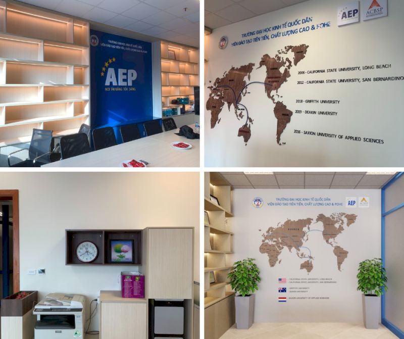 Thiết kế văn phòng AEP (Đại học Kinh tế Quốc dân) phong cách tối giản