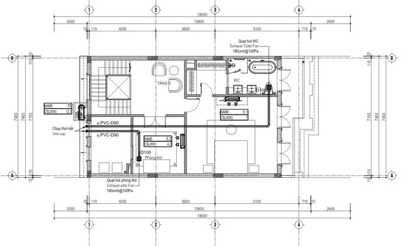 Sơ đồ bố trí dàn lạnh treo tường