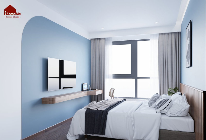 Phòng ngủ tone màu xanh dương cho người gia chủ mệnh Mộc