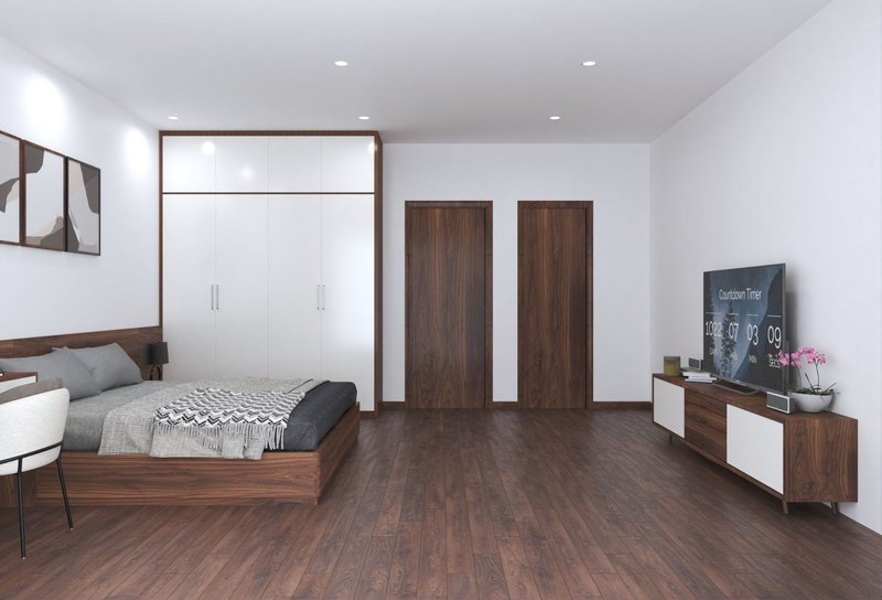 Phòng ngủ nhà đất tại Đội Cấn phong cách tối giản Minimalism